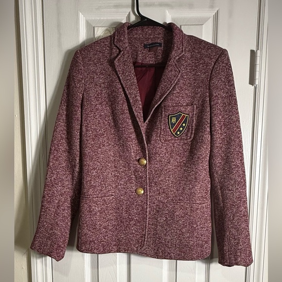 Tommy Hilfiger Maroon‎ Dark Red Womens Blazer size 6 - Picture 2 of 8